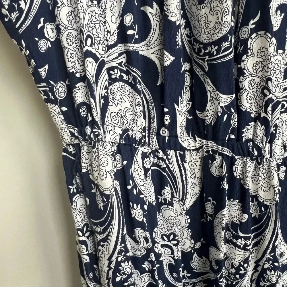 TALBOTS FLOUNCE HEM MIDI DRESS IN BLUE/WHITE PAISLEY 3X Tiered Modest Workwear - Picture 6 of 12
